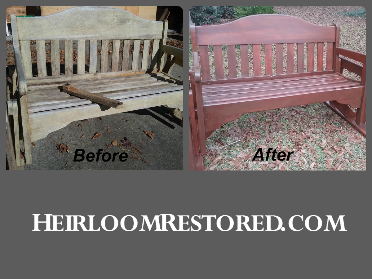 Refinished glider bench | Heirloom Restored